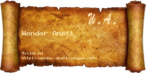 Wender Anett névjegykártya